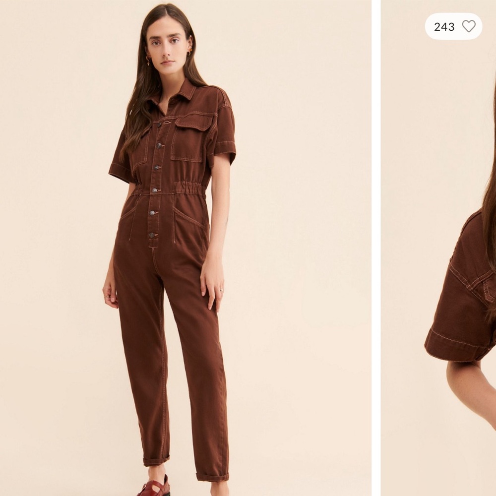 Free People: We The Free Marci Coveralls -  Chestnut Brown Denim Jumpsuit